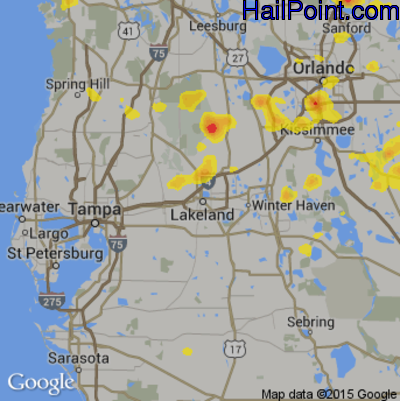 Hail Map for Lakeland, FL Region on July 20, 2017