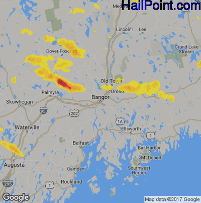 Hail Map for Bangor, ME Region on July 20, 2017