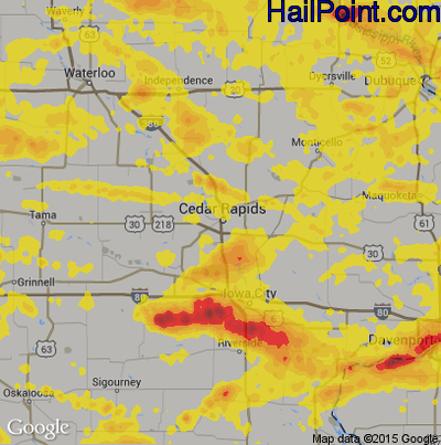 Hail Map for Cedar Rapids, IA Region on July 20, 2017