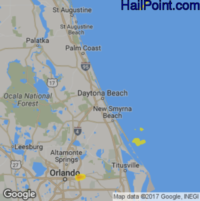 Hail Map for Daytona Beach, FL Region on July 24, 2017