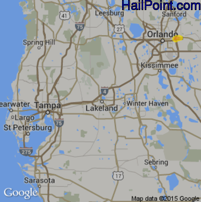 Hail Map for Lakeland, FL Region on July 24, 2017