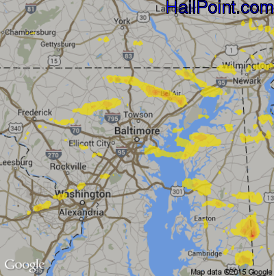 Hail Map for Baltimore, MD Region on July 24, 2017 