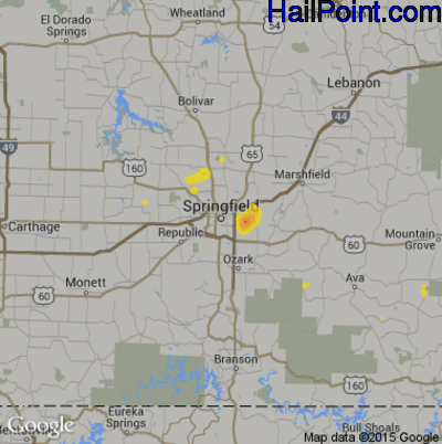 Hail Map for Springfield, MO Region on July 24, 2017