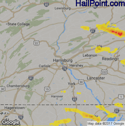 Hail Map for Harrisburg, PA Region on July 24, 2017