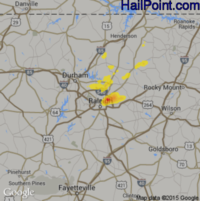 Hail Map for Raleigh, NC Region on July 28, 2017 