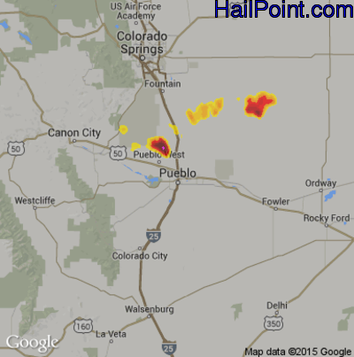 Hail Map for Pueblo, CO Region on July 31, 2017 