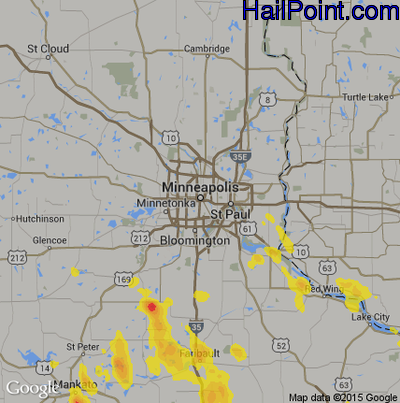 Hail Map for Minneapolis, MN Region on August 1, 2017