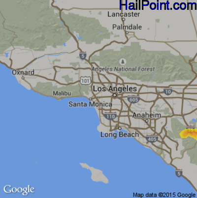 Hail Map for Los Angeles, CA Region on August 1, 2017