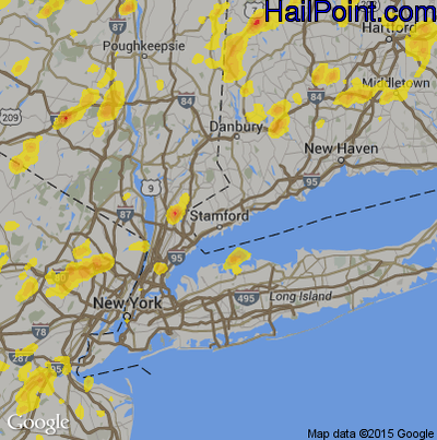 Hail Map for Stamford, CT Region on August 2, 2017