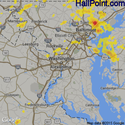 Hail Map for Washington, DC Region on August 2, 2017 