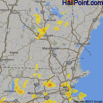 Hail Map for Manchester, NH Region on August 2, 2017 