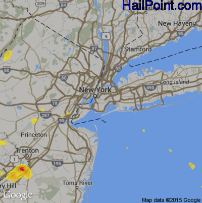 Hail Map for New York, NY Region on August 3, 2017