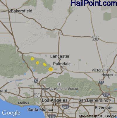 Hail Map for Lancaster, CA Region on August 3, 2017