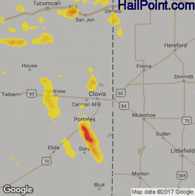 Hail Map for Clovis, NM Region on August 3, 2017