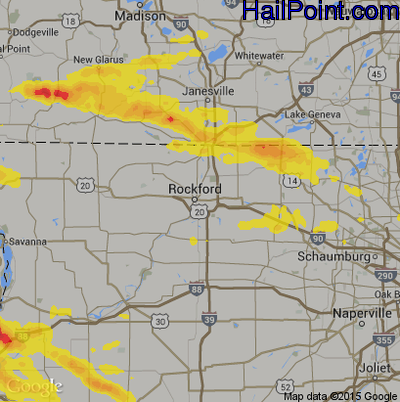 Hail Map for Rockford, IL Region on August 10, 2017 