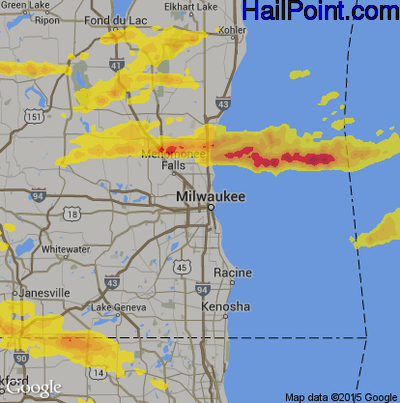 Hail Map for Milwaukee, WI Region on August 10, 2017 