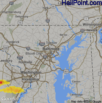 Hail Map for Baltimore, MD Region on August 11, 2017