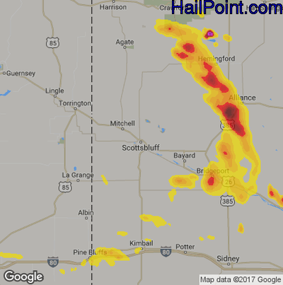 Hail Map for Scottsbluff, NE Region on August 12, 2017
