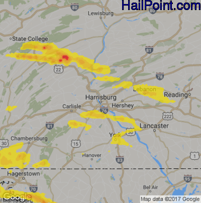 Hail Map for Harrisburg, PA Region on August 12, 2017