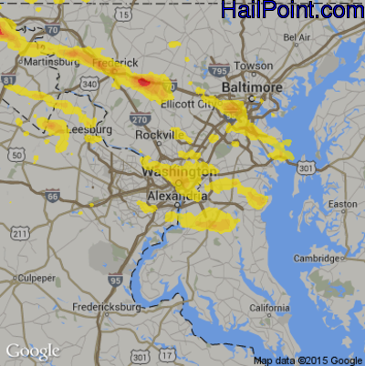 Hail Map for Washington, DC Region on August 12, 2017