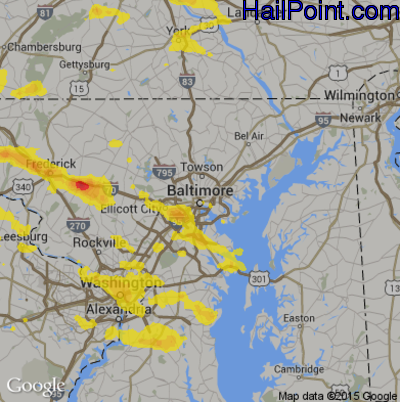 Hail Map for Baltimore, MD Region on August 12, 2017