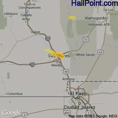 Hail Map for Las Cruces, NM Region on August 13, 2017