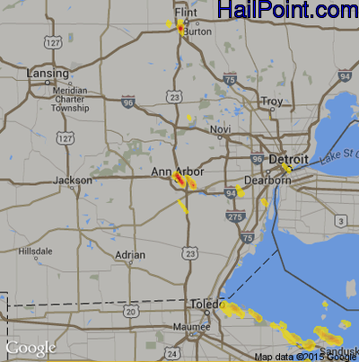 Hail Map for Ann Arbor, MI Region on August 14, 2017