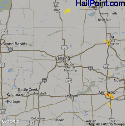 Hail Map for Lansing, MI Region on August 14, 2017