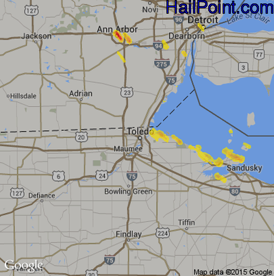 Hail Map for Toledo, OH Region on August 14, 2017