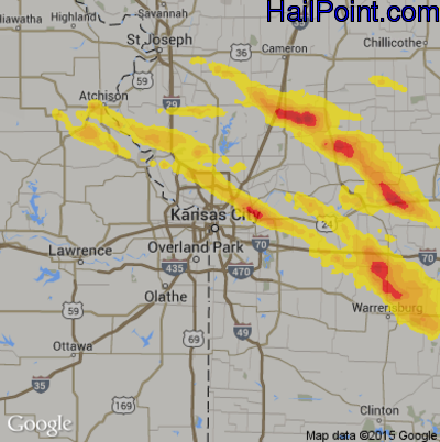 Hail Map for Kansas City, MO Region on August 18, 2017 