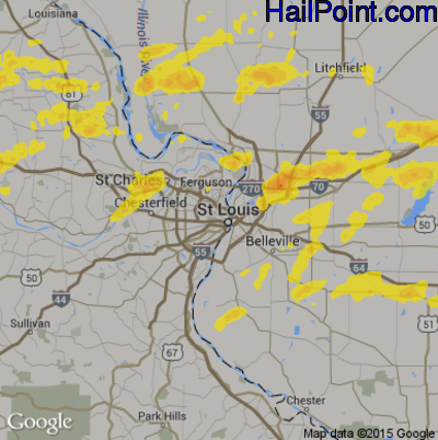Hail Map for St. Louis, MO Region on August 21, 2017