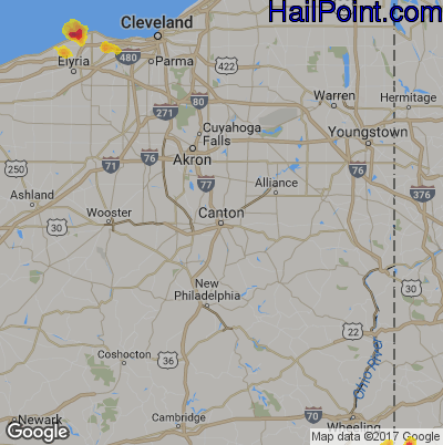 Hail Map for Canton, OH Region on August 22, 2017