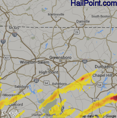 Hail Map for Greensboro, NC Region on September 1, 2017