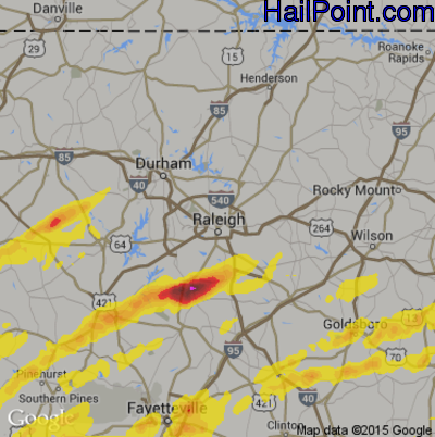 Hail Map for Raleigh, NC Region on September 1, 2017 