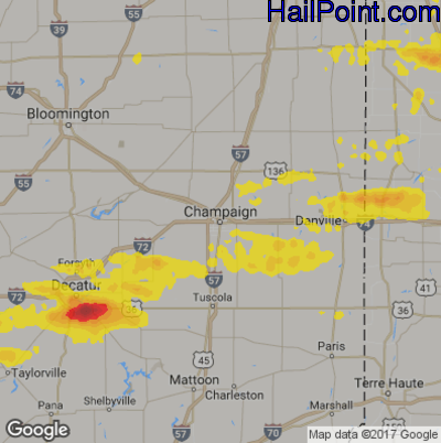 Hail Map for Champaign, IL Region on September 4, 2017 