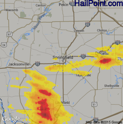 Hail Map for Springfield, IL Region on September 4, 2017