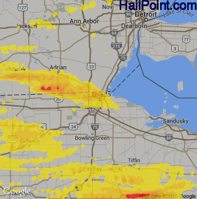 Hail Map for Toledo, OH Region on September 4, 2017 