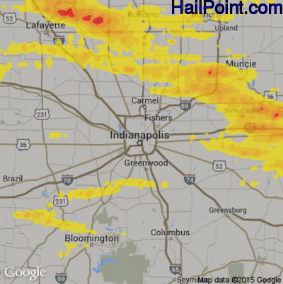 Hail Map for Indianapolis, IN Region on September 4, 2017