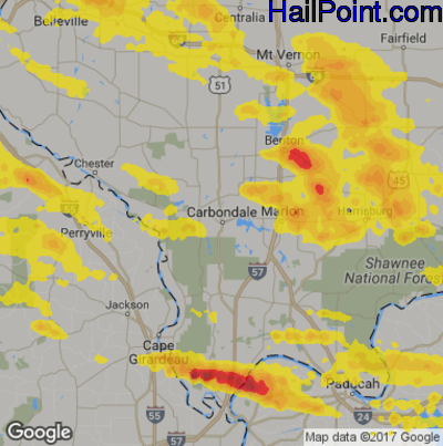 Hail Map for Carbondale, IL Region on September 5, 2017