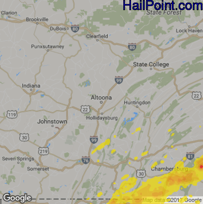 Hail Map for Altoona, PA Region on September 5, 2017 
