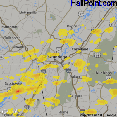 Hail Map for Chattanooga, TN Region on September 5, 2017