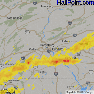 Hail Map for Harrisburg, PA Region on September 5, 2017