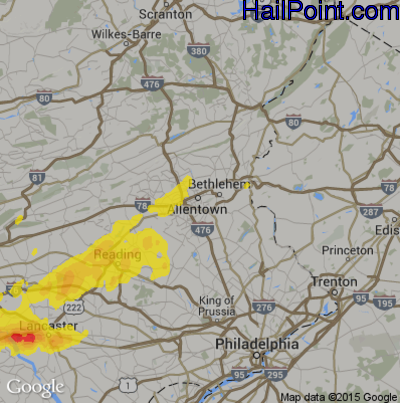 Hail Map for Allentown, PA Region on September 5, 2017