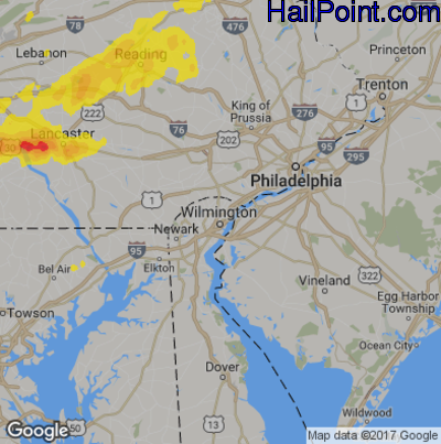 Hail Map for Wilmington, DE Region on September 5, 2017