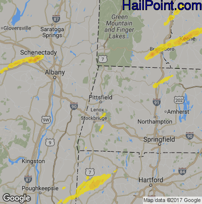 Hail Map for Pittsfield, MA Region on September 5, 2017