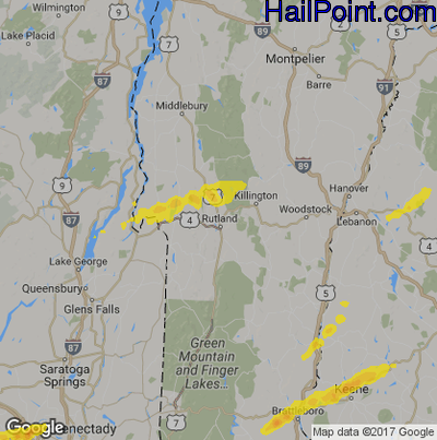 Hail Map for Rutland, VT Region on September 5, 2017 