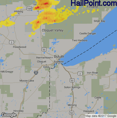 Hail Map for Duluth, MN Region on September 14, 2017 
