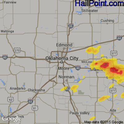 Hail Map for Oklahoma City, OK Region on September 17, 2017