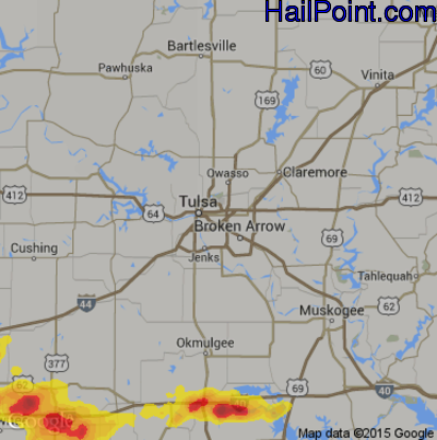 Hail Map for Tulsa, OK Region on September 17, 2017
