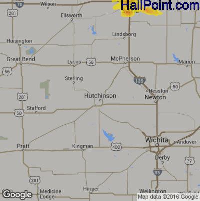 Hail Map for Hutchinson, KS Region on September 18, 2017